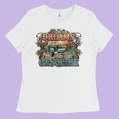 Runs On Dreams And Gasoline Truck Western Ladies Tee Designed By Nancycooperartshop