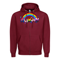 Burgundy Human pride Zipper Hoodie - FaDigitalArtStudio