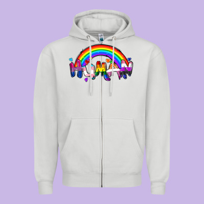 Human Pride Zipper Hoodie Designed By Fadigitalartstudio