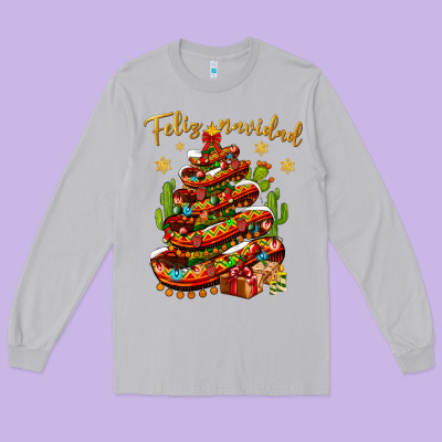 Christmas Feliz Navidad Long Sleeve Tee Designed By Nancycooperartshop