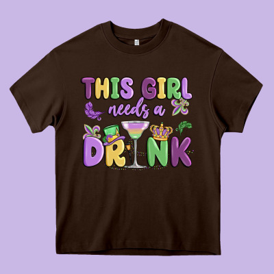 This Girl Needs A Drink Heavy Core Tee Designed By Maliassmallbusiness