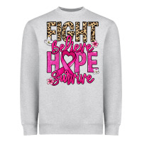 Heather Grey Fight believe hope survive Cancer Awareness Heavyweight Sweatshirt - HowdyJamesFarm