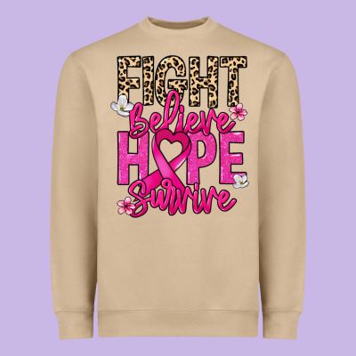 Fight Believe Hope Survive Cancer Awareness Heavyweight Sweatshirt Designed By Howdyjamesfarm