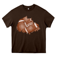Chocolate Brown football patch Heavy Core Tee - AdoDesignShop