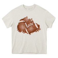 Cream football patch Heavy Core Tee - AdoDesignShop