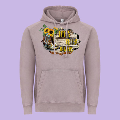 Life Is Better In Boots Vintage Hoodie Designed By Bettercallsaul