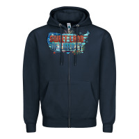 Navy Sweet land of liberty Zipper Hoodie - FaDigitalArtStudio