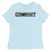 Baby Blue granny cowhide sunflower Ladies Tee - Jasminsmagicworld