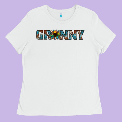 Granny Cowhide Sunflower Ladies Tee Designed By Jasminsmagicworld