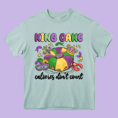 King Cake Calories Don't Count Heavy Core Tee Designed By Maliassmallbusiness