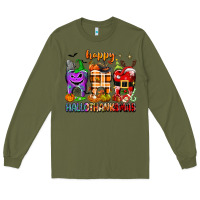 Army Green Happy Hallothanksmas teeth Long Sleeve Tee - texasbilliewilder