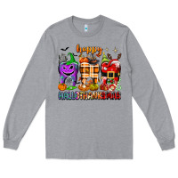 Heather Grey Happy Hallothanksmas teeth Long Sleeve Tee - texasbilliewilder