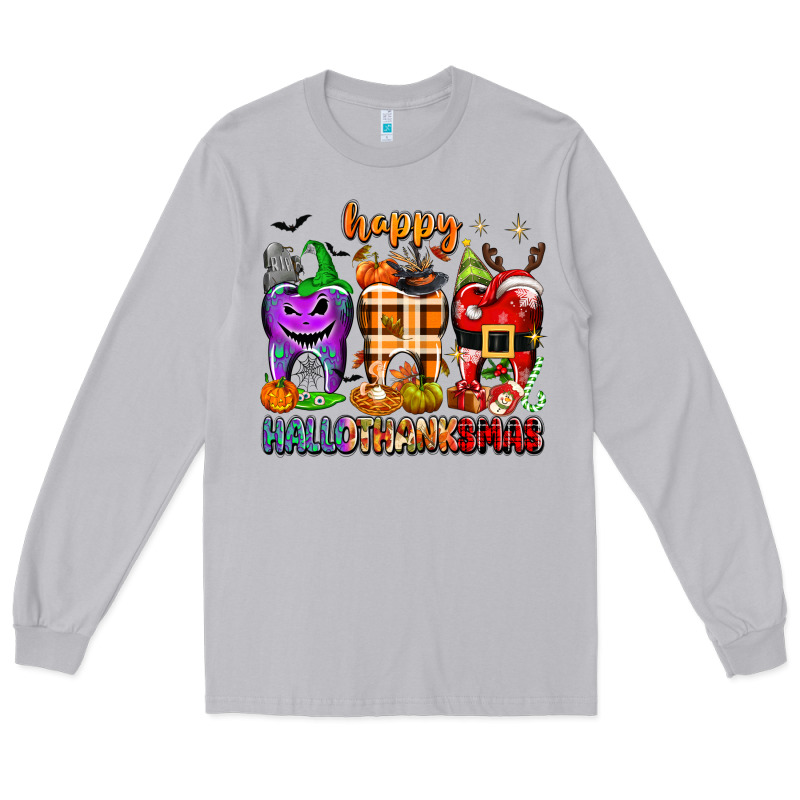 Happy Hallothanksmas Teeth Long Sleeve Tee by texasbilliewilder | Teevron
