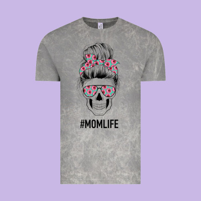 Pink Flower On Cyan Background Mom Skull Vintage Tee Designed By Bettercallsaul