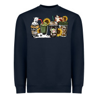 Navy cowhide coffee cup Heavyweight Sweatshirt - HowdyJamesFarm