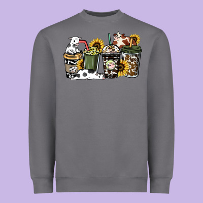 Cowhide Coffee Cup Heavyweight Sweatshirt Designed By Howdyjamesfarm