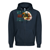 Navy Wild and free Zipper Hoodie - FaDigitalArtStudio