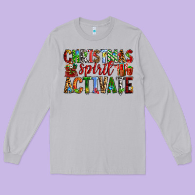 Christmas Spirit Activate Long Sleeve Tee Designed By Ranaportraitstore