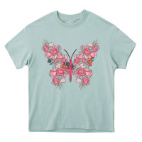 Arona floral butterfly Heavy Core Tee - MaliasSmallBusiness