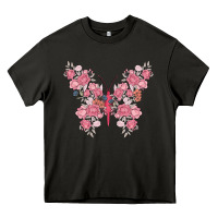 Asphalt floral butterfly Heavy Core Tee - MaliasSmallBusiness