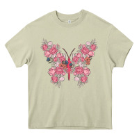 Mossy floral butterfly Heavy Core Tee - MaliasSmallBusiness