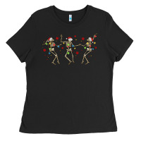Black dancing skeleton christmas Ladies Tee - MaliasSmallBusiness