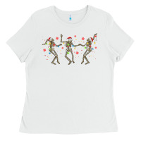 White dancing skeleton christmas Ladies Tee - MaliasSmallBusiness