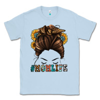 Dusty Blue mom life messy bun Classic Tee - Jasminsmagicworld