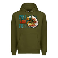 Army Green Wild and free Premium Hoodie - FaDigitalArtStudio
