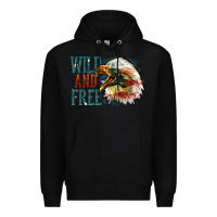 Black Wild and free Premium Hoodie - FaDigitalArtStudio