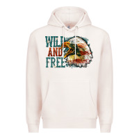 Pale Pink Wild and free Premium Hoodie - FaDigitalArtStudio