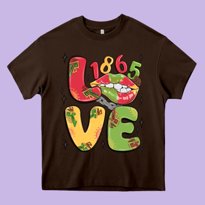 Love Juneteenth Lips Heavy Core Tee Designed By Maliassmallbusiness