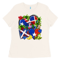 Bone puerto rico with dominican republic hearts Ladies Tee - NancyCooperArtShop