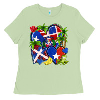 Matcha puerto rico with dominican republic hearts Ladies Tee - NancyCooperArtShop