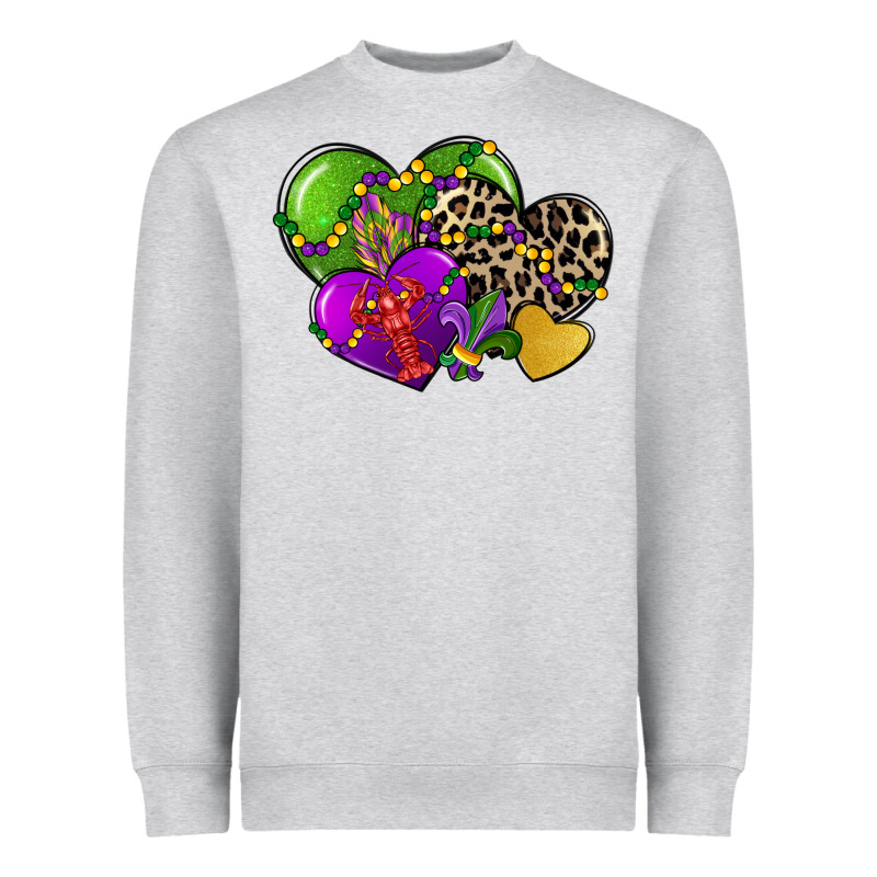 Mardi Gras Hearts Heavyweight Sweatshirt by CowGirlArtShop | Teevron