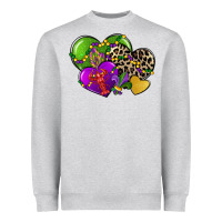 Heather Grey mardi gras hearts Heavyweight Sweatshirt - CowGirlArtShop