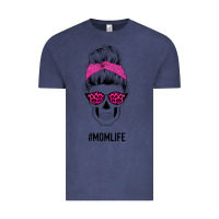 Vintage Denim Pink Glitter, Leopard Pattern Mom Skull Vintage Tee - Bettercallsaul