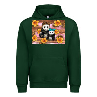 Forest Green Mama Panda And Baby Panda Urban Hoodie - Artiststas