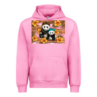 Fuchsia Pink Mama Panda And Baby Panda Urban Hoodie - Artiststas