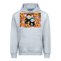Heather Grey Mama Panda And Baby Panda Urban Hoodie - Artiststas
