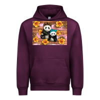 Mauve Wine Mama Panda And Baby Panda Urban Hoodie - Artiststas