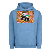Pigment Pebble Blue Mama Panda And Baby Panda Urban Hoodie - Artiststas