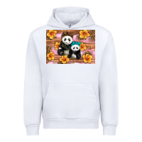 White Mama Panda And Baby Panda Urban Hoodie - Artiststas