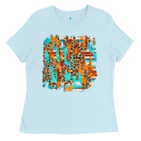Baby Blue serape with leopard pattern Ladies Tee - NancyCooperArtShop