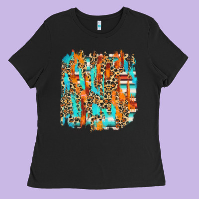 Serape With Leopard Pattern Ladies Tee Designed By Nancycooperartshop