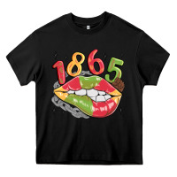 Black 1865 juneteenth lips Heavy Core Tee - MaliasSmallBusiness