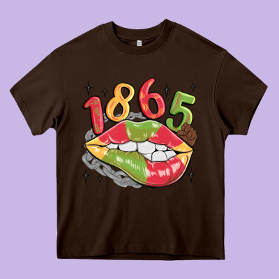 1865 Juneteenth Lips Heavy Core Tee Designed By Maliassmallbusiness