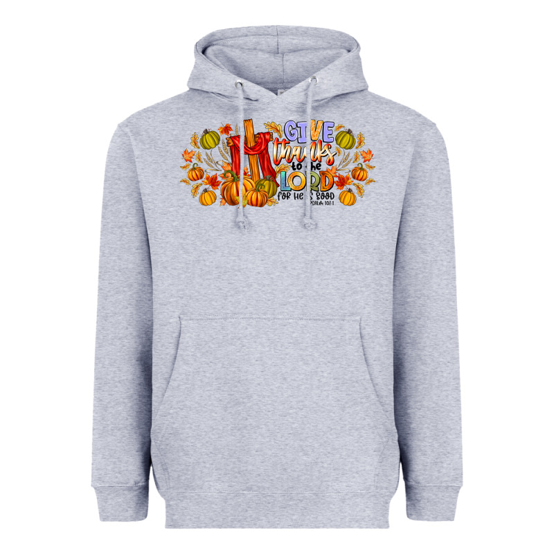Give Thanks To The Lord For He Is Good Heavyweight Hoodie by CowhideDigitalArt | Teevron