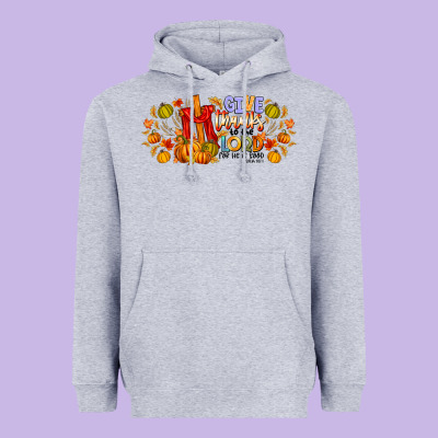 Give Thanks To The Lord For He Is Good Heavyweight Hoodie Designed By Cowhidedigitalart