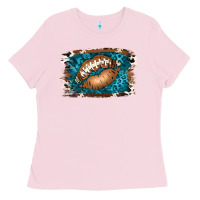 Bubblegum Pink Football Lips Ladies Tee - Jasminsmagicworld